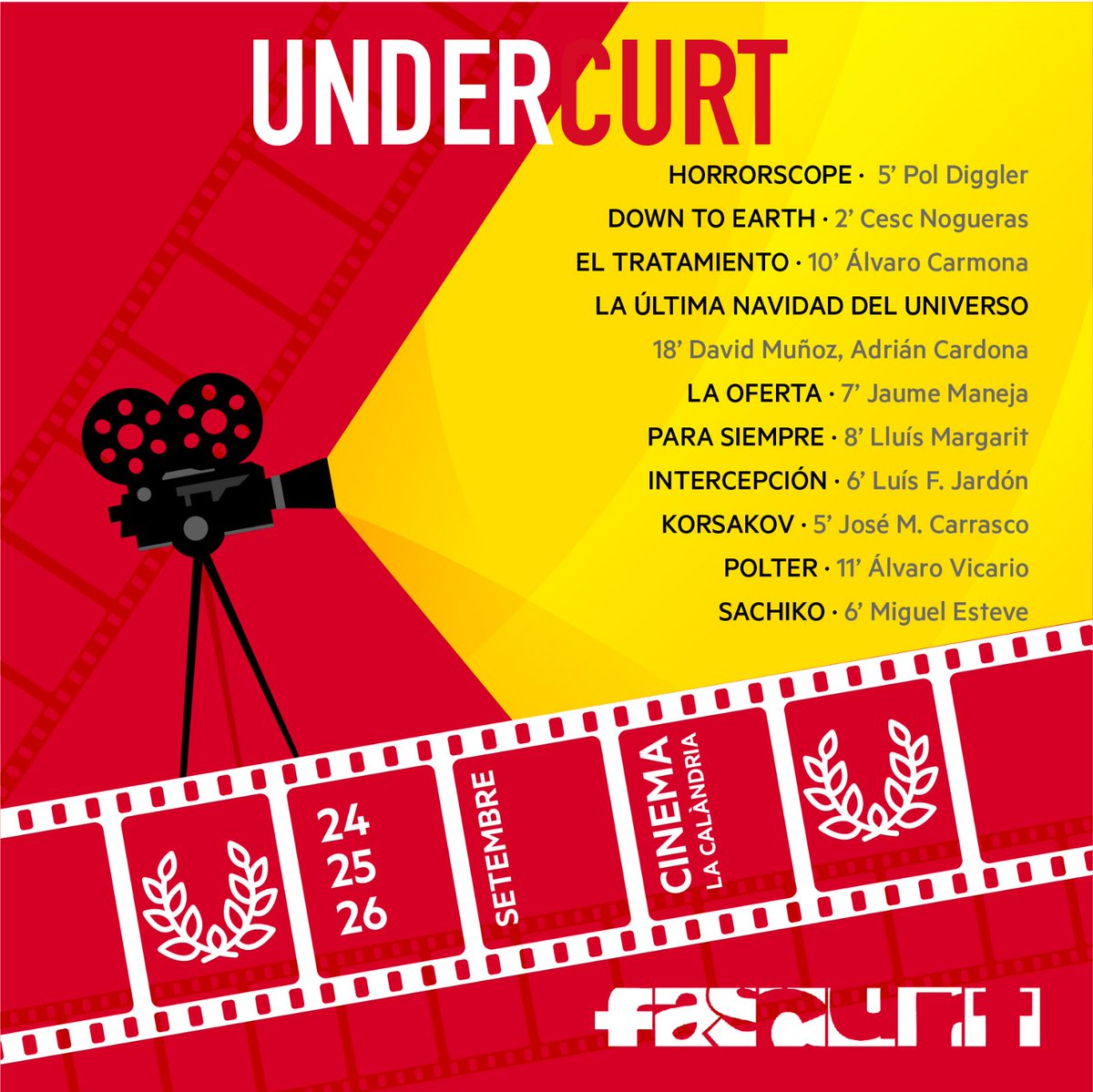 FascurtFestival's tweet photo. Aquí teniu els curts seleccionats per a la 18a edició del Fascurt que tindrà lloc del 24 al 26 de setembre.
Aquí tenéis los cortos seleccionados para la 18a edición del Fascurt que tendrá lugar del 24 al 26 de septiembre.
#fascurt #cortos #cortometrajes #cine #masnou https://t.co/tKQYQlL0Wh