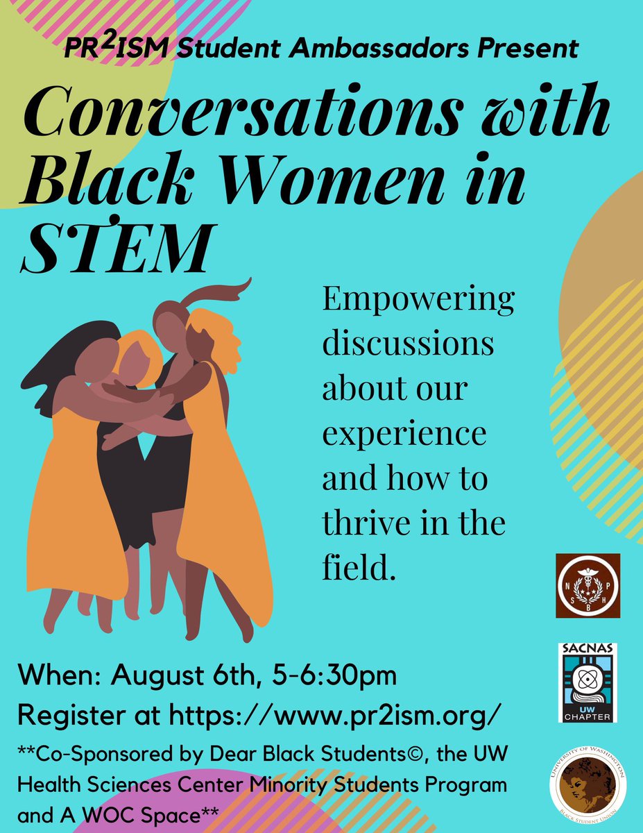 UWSeattleBSU's tweet photo. Calling all Black women in STEM‼️Join us this Thursday via Zoom in a conversation about what it means to be a Black women in STEM. We’ll be sharing our experiences and discussing how to thrive in a field dominated primarily by white men. Register at https://t.co/kdKnkPd7TE! https://t.co/Neyx3lcnRr