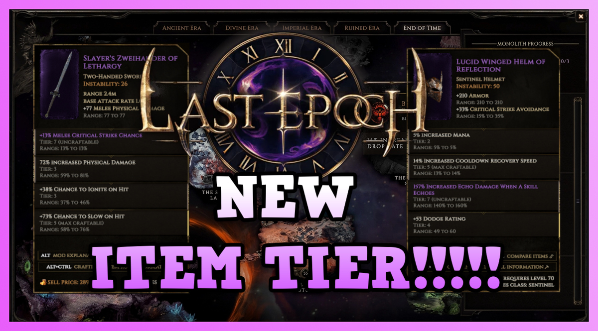 IdodmgA's tweet photo. WOAH!!!!! @LastEpoch NEW and improved endgame AND a NEW item tier!!!?!??!? This is really getting me pumped for the patch!!! #ARPG #LastEpoch #PATCHHYPE #DMGCREW

New Item Tier Deets - https://t.co/V5TeHmaXbD https://t.co/Wl8P8SsPSp