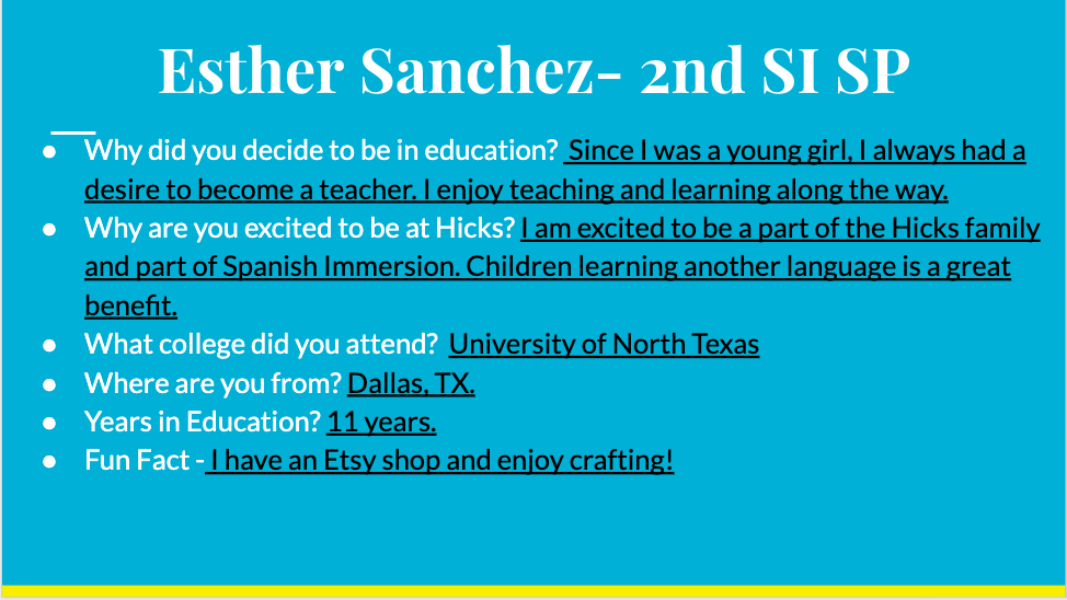 Hicks Elementary (@hickselementary) on Twitter photo Please welcome our NEW #HicksES staff to the Timberwolf Family!
Today's Spotlight:
Biruh Woldearegay (3rd Grade)
Esther Sanchez (2nd Grade SI)
<a href="/BevillMisty/">Misty Webb</a> <a href="/TracyRehfuss/">Tracy Rehfuss</a> <a href="/HicksPta/">Hicks PTA</a> Please welcome our NEW #HicksES staff to the Timberwolf Family!
Today's Spotlight:
Biruh Woldearegay (3rd Grade)
Esther Sanchez (2nd Grade SI)
<a href="/BevillMisty/">Misty Webb</a> <a href="/TracyRehfuss/">Tracy Rehfuss</a> <a href="/HicksPta/">Hicks PTA</a>