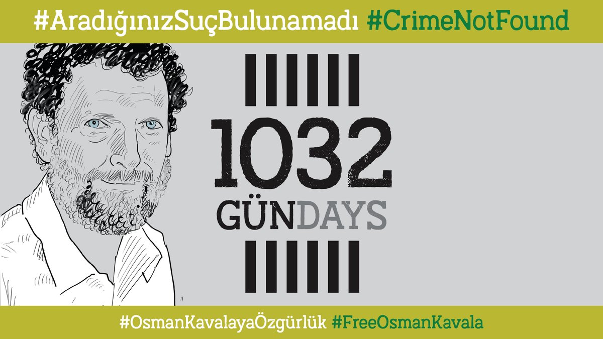 FreeOsmanKavala's tweet photo. #OsmanKavala 
1032 GÜNDÜR tutuklu!
1032 DAYS behind bars!

#AradığınızSuçBulunamadı
#CrimeNotFound

#OsmanKavalayaÖzgürlük
#FreeOsmanKavala https://t.co/S6XlFtbzJF