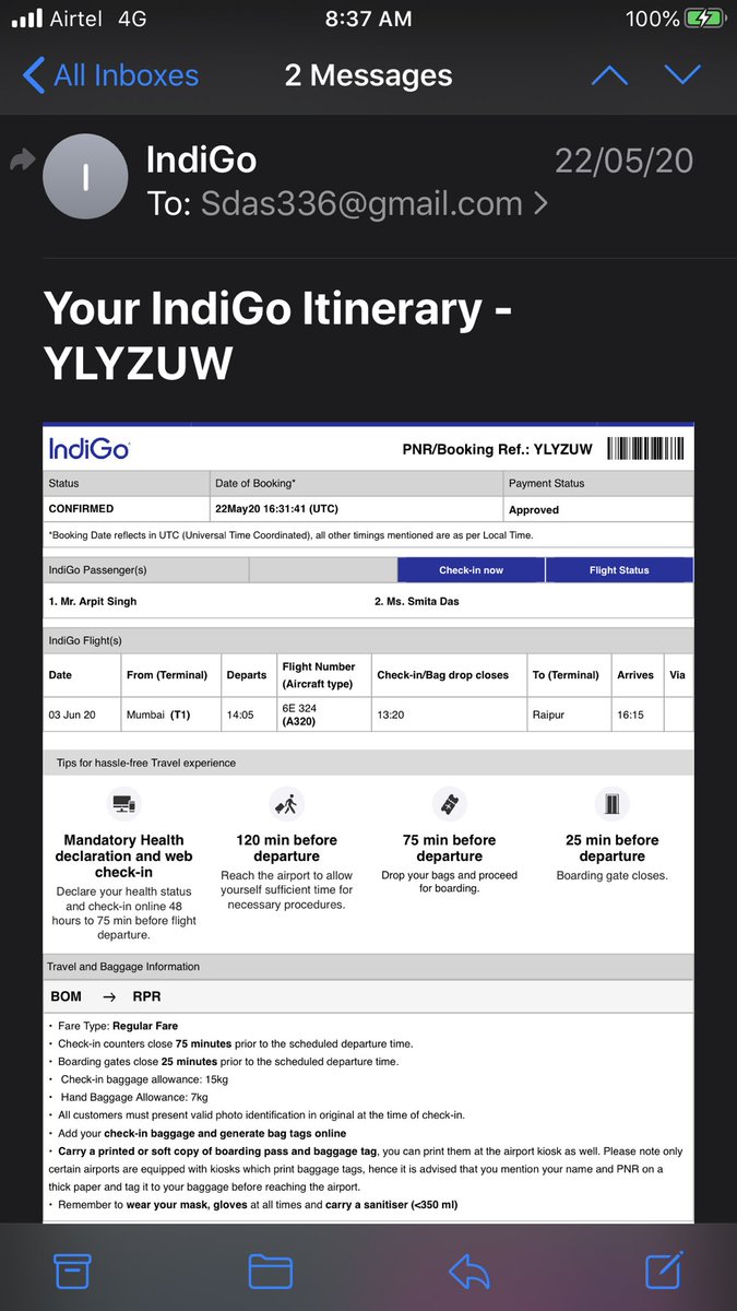 sdas336's tweet photo. @IndiGo6E its been more than 2 months, I haven’t received the refund of the attached ticket. Please update https://t.co/XiLAppqEpE