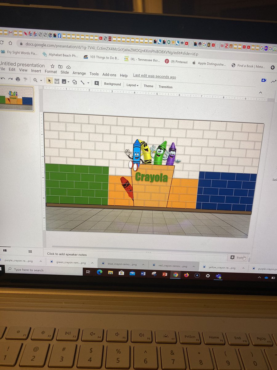 darlenesmithtt2's tweet photo. Tonight, I had the opportunity to relieve some stress by building this virtual hallway for the first grade teachers at Union Heights Elementary School. 😍 Their Bitmoji pictures will go in front of the crayons. ❤️ https://t.co/WBcqgIaBYX