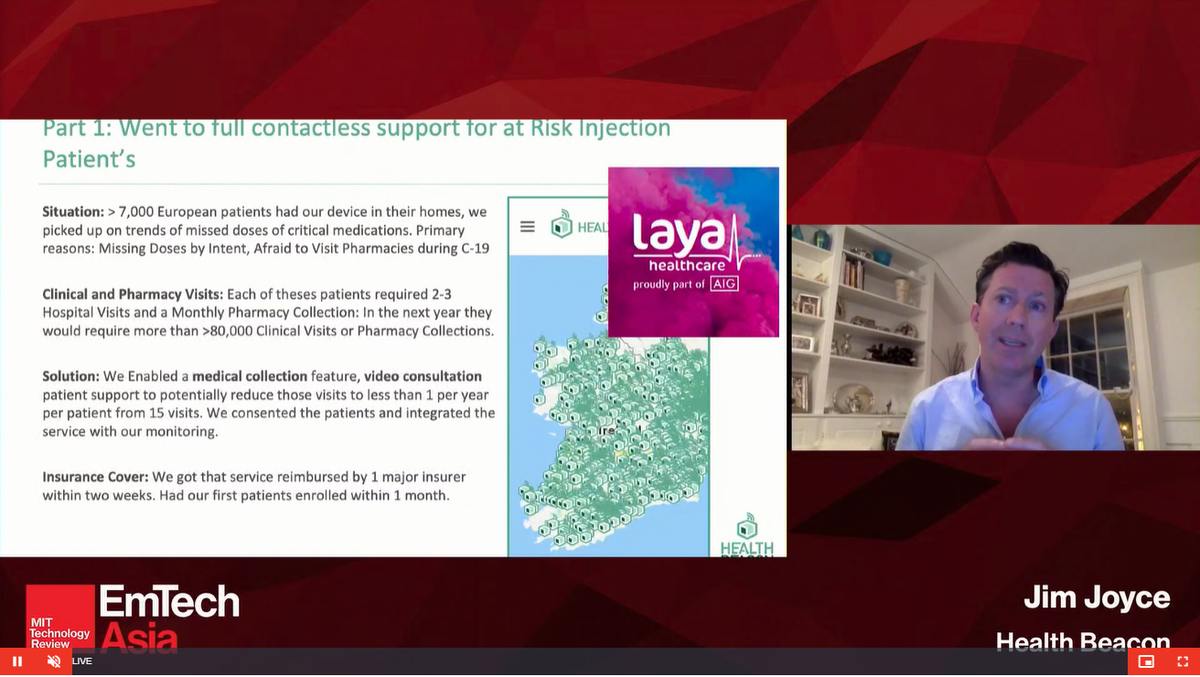 .<a href="/HealthBeaconInc/">healthbeaconinc</a> has built the world's first Injection Care Management System that helps chronically ill patient's adhere to and manage medications that are administered in the home by Injection. Here's a snippet from <a href="/jimbojoyce/">Jim Joyce</a>'s session at #EmTechAsia
