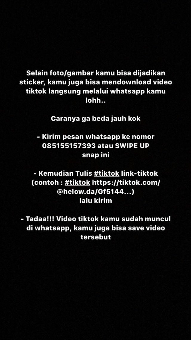 wahdalo's tweet photo. Dapet dari instagram
Cara merubah foto kamu menjadi sticker whatsapp atau mendownload video tiktok melalui whatsapp
https://t.co/sk2zj20l6t
#imagetosticker #botwa #botwhatsapp https://t.co/ac5Qaq9zTy