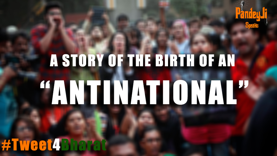  #Tweet4BharatA "Story" of the birth of an antinational"Hume chahiye Azadi" a student leader raised this slogan in a protest and a newbie influenced by him started raising the same slogan without knowing the meaning of it...(1/n) #Thread 