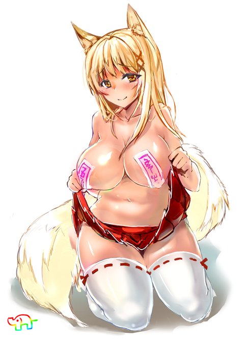 今日の過去絵:狐巫女(2014年) 