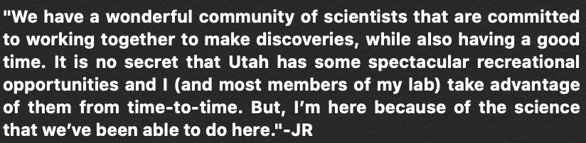 Question 5: Why  #Utah? (your sales pitch to students, postdocs and faculty)