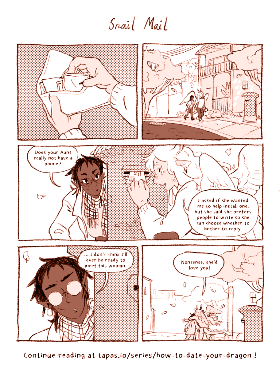 ??✨ The first 11 pages of my new webcomic, How To Date Your Dragon, are now up at https://t.co/vcqnhIvqVt! I'm so excited to start sharing the stories of these two, I hope you'll enjoy a meandering adventure with them