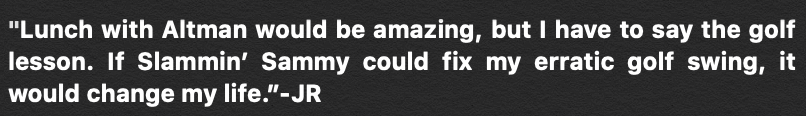 Question 7: Would you rather have a  #golflesson from Sam Snead or have lunch with Richard Altman to talk about  #mitochondria and why?