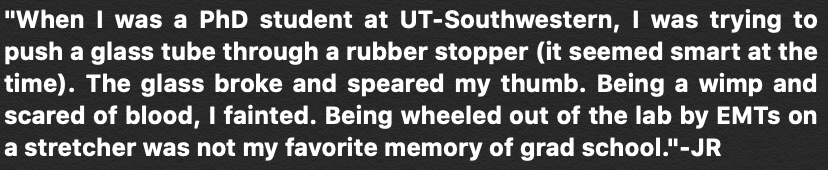 Question 6: What is the most expensive, hazardous, or generally noteworthy bench mistake you ever made?  @UTSWNews  #LabSafety