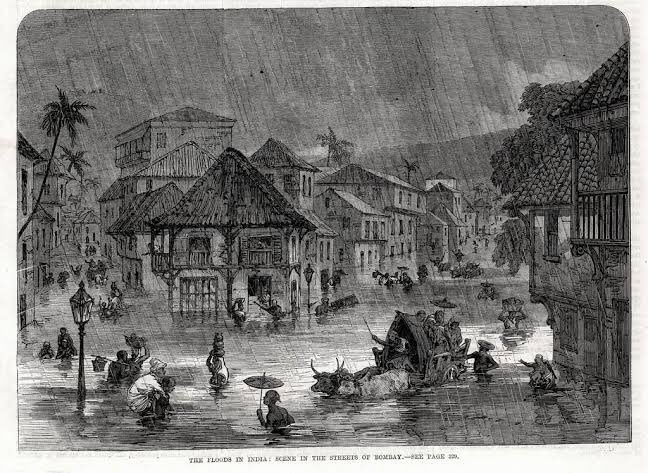 1868: Flooded street scene in Bombay - Antique Print from The Illustrated London News
#MumbaiRains