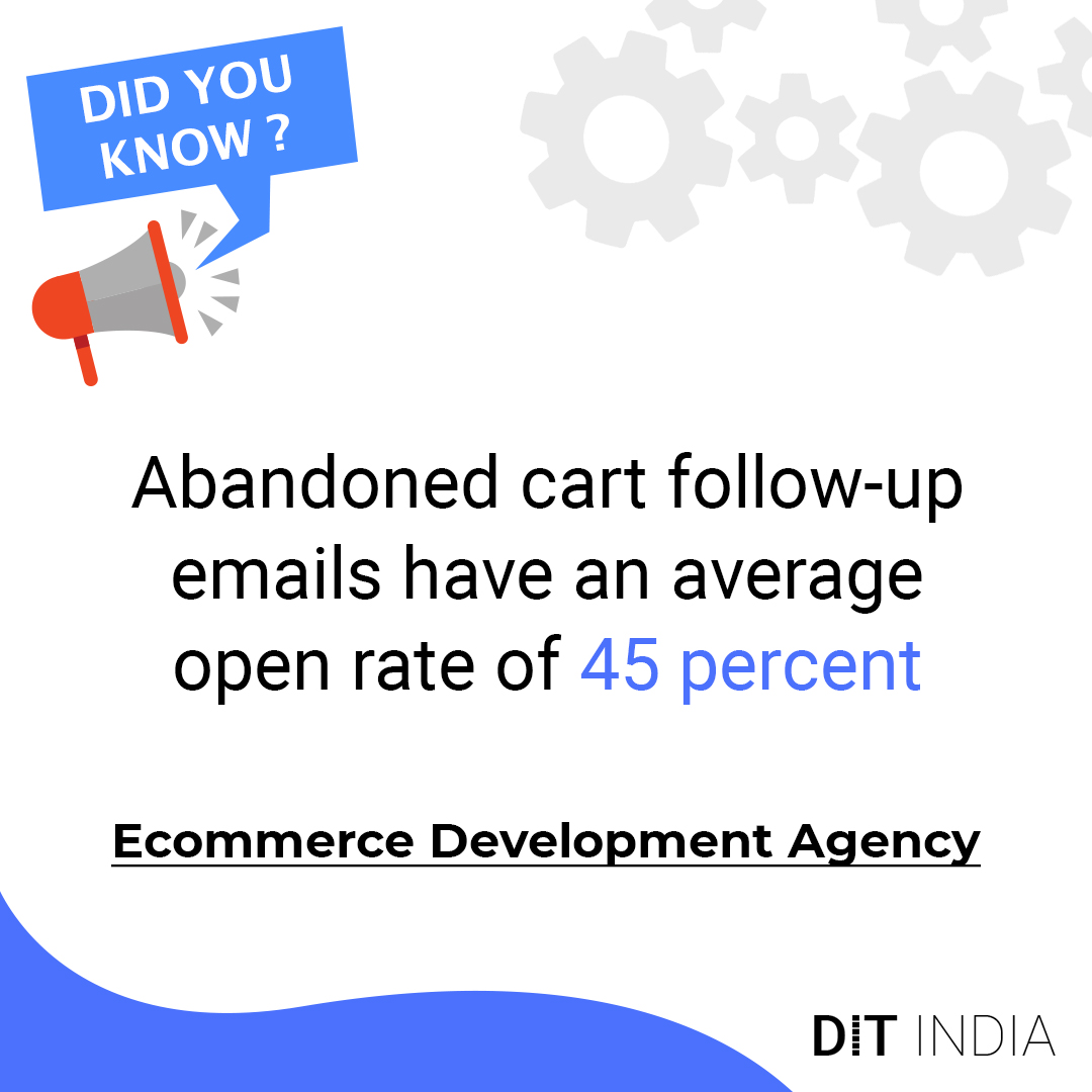 ditindia's tweet image. Did you know?
.
Abandoned cart follow-up emails have an average open rate of 45 percent.
.
Follow us for eCommerce expert solution with amazing facts.
ditindia.com/services/ecomm…
.
#ecommerceappdesignanddevelopment #ecommercestats #ecommerceindia #ecommerceexperts #ecommerceportal