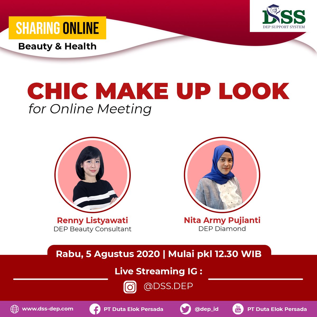 dep_id's tweet photo. Merias wajah untuk Online Meeting tidak harus berlebihan. Cukup dengan Natural Look saja, agar wajah terlihat segar.
Yuk simak tipsnya langsung dari Beauty Consultant DEP!
#DEP #DSS #depsupportsystem #dutaelokpersada #MLM #MLMcompany #MLMsyariah #syariah #bisnisMLM #nuamoorea https://t.co/lTOCKJIYYv