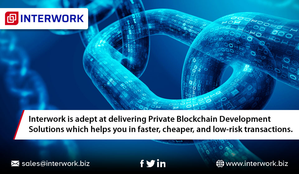 Interworksoft's tweet image. Interwork is adept at delivering Private Blockchain Development Solutions which helps you in faster, cheaper, and low-risk transactions.
To know more visit- interwork.biz
Write to us at – sales@interwork.biz
#InterworkSoftwareSolutions #Blockchain