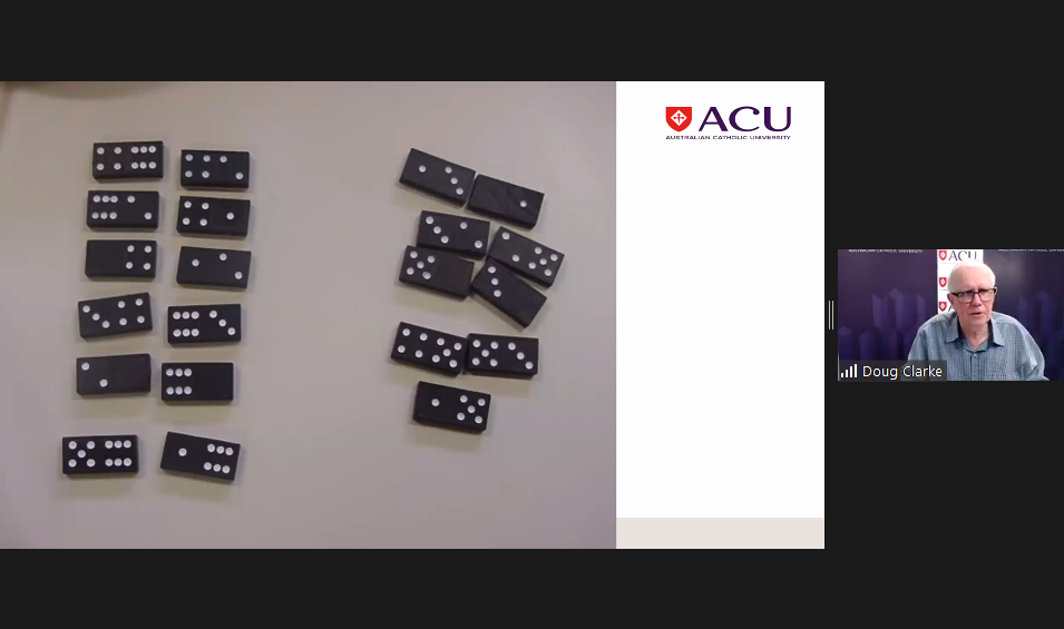 Tonight the fabulous Doug Clarke presented his first webinar "Building number sense in the primary years" to a captivated audience. Doug explored games, activities and key concepts to develop number sense in students. Register now for Series 2 acu.edu.au/mtlc #mathspd
