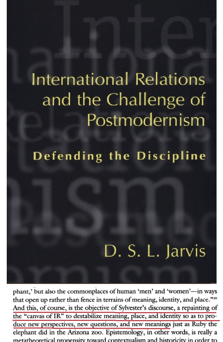 5/Wokies destabilize meaning because when a things meaning is not stable, clear, and defined the meaning of the thing can be redefined and distorted. Then people can come to any conclusion they want about it. Here are examples from art, architecture and international relations: