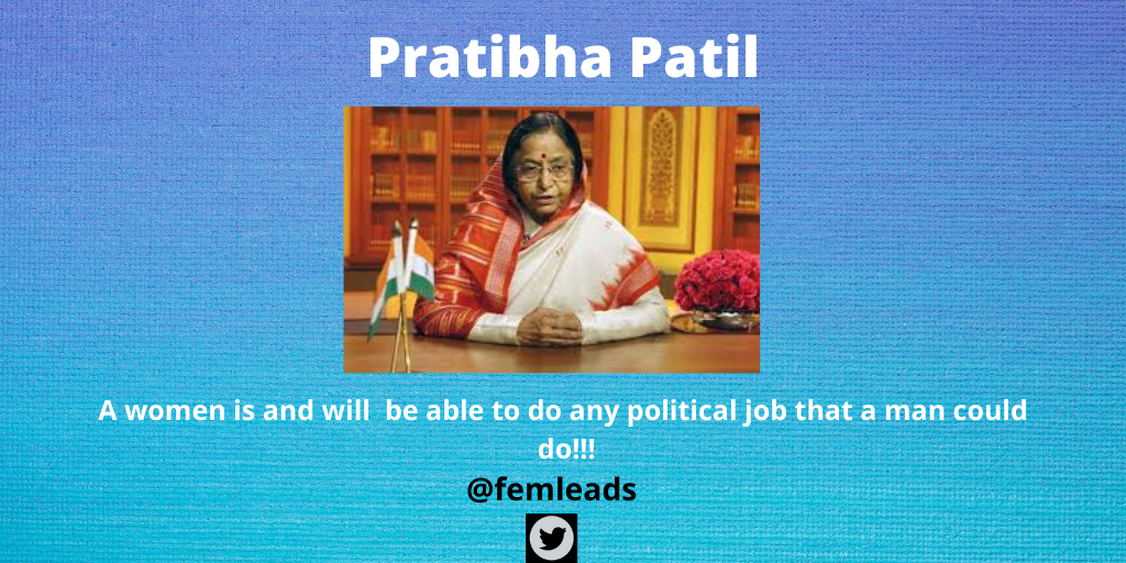 femleads's tweet photo. Pratibha Devisingh Patil is an Indian politician who served as the 12th President of India from 2007 to 2012. A member of the Indian National Congress, Patil is the only woman to hold the office. 
#proudfemales #empoweringwomens #indianstrongwomen #greatinitiative https://t.co/7pjHdnMv7E