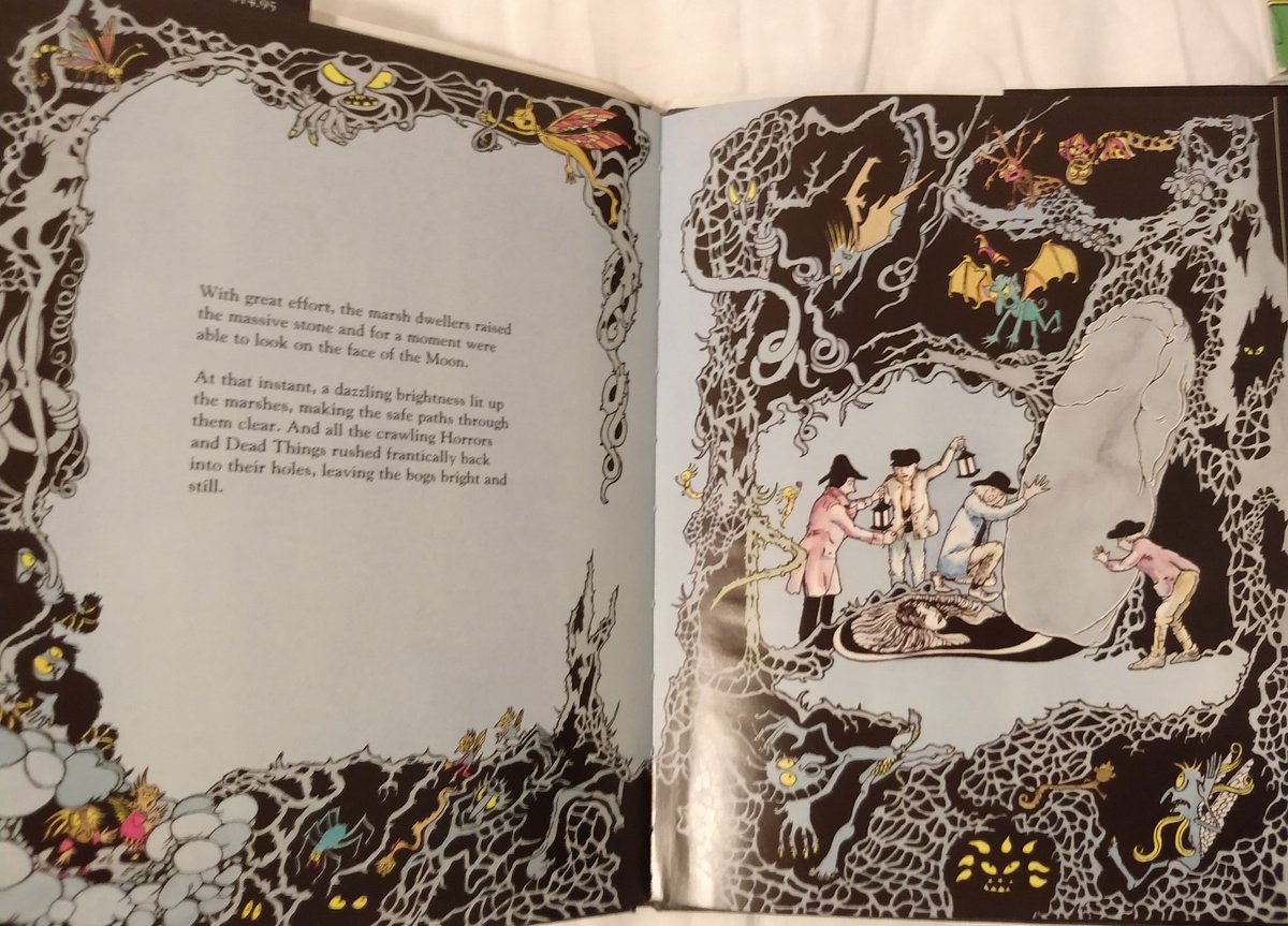 64. The Buried MoonMaybe mutual-recommended? Picked up for obvious reasons but wow this book is scary as hellIllustrations are fantastic and your child will fear marshes forever (rightly so)but iirc Kids Love Scary Shit