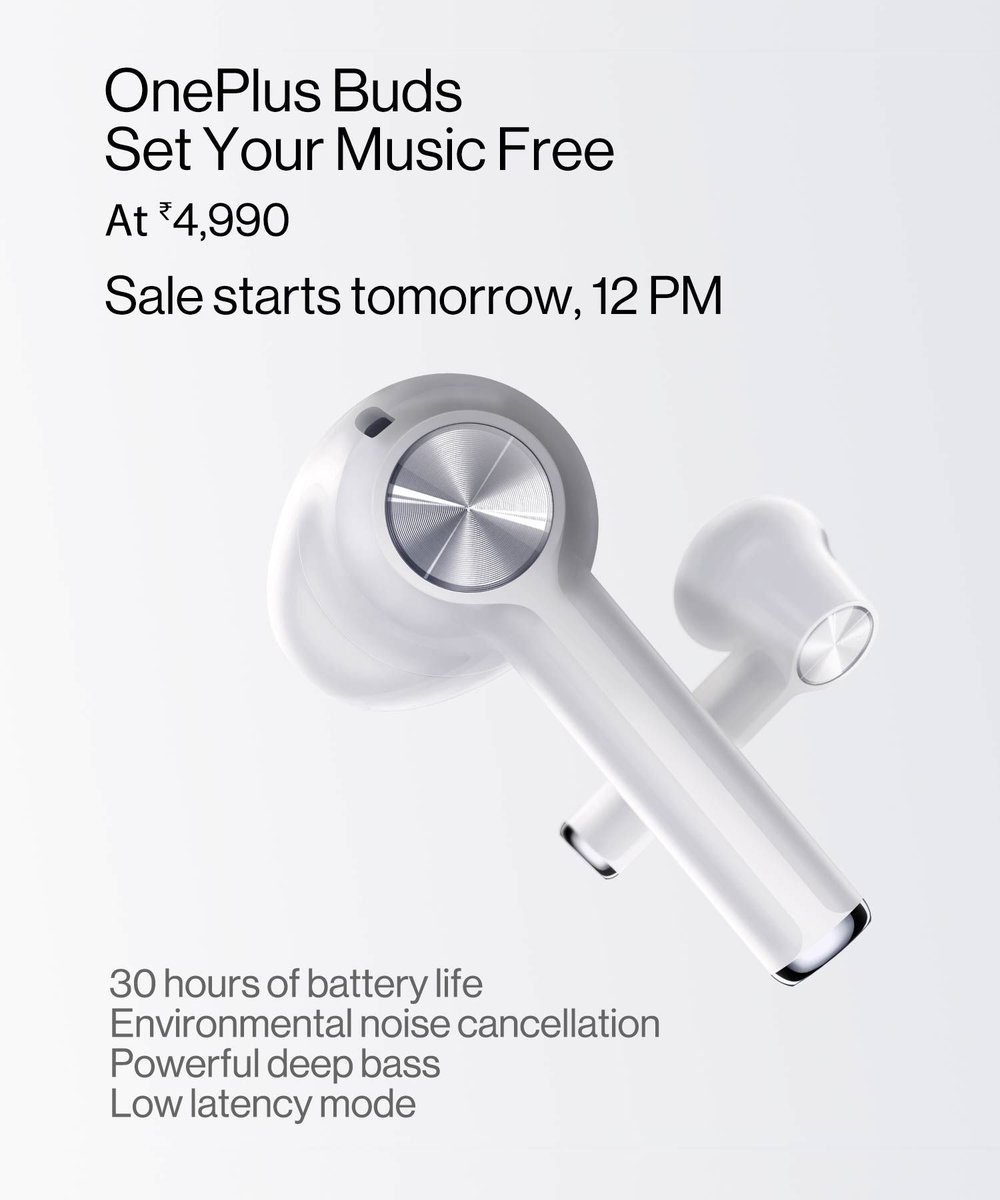 ThewiseIndia's tweet photo. #OnePlusBuds will be in stock to order in next 10 minutes. Get yours before they stock out - https://t.co/bw2HBstoJ5

#OnePlus #Budsbyoneplus #Oneplusindia https://t.co/X9YlVzIftU