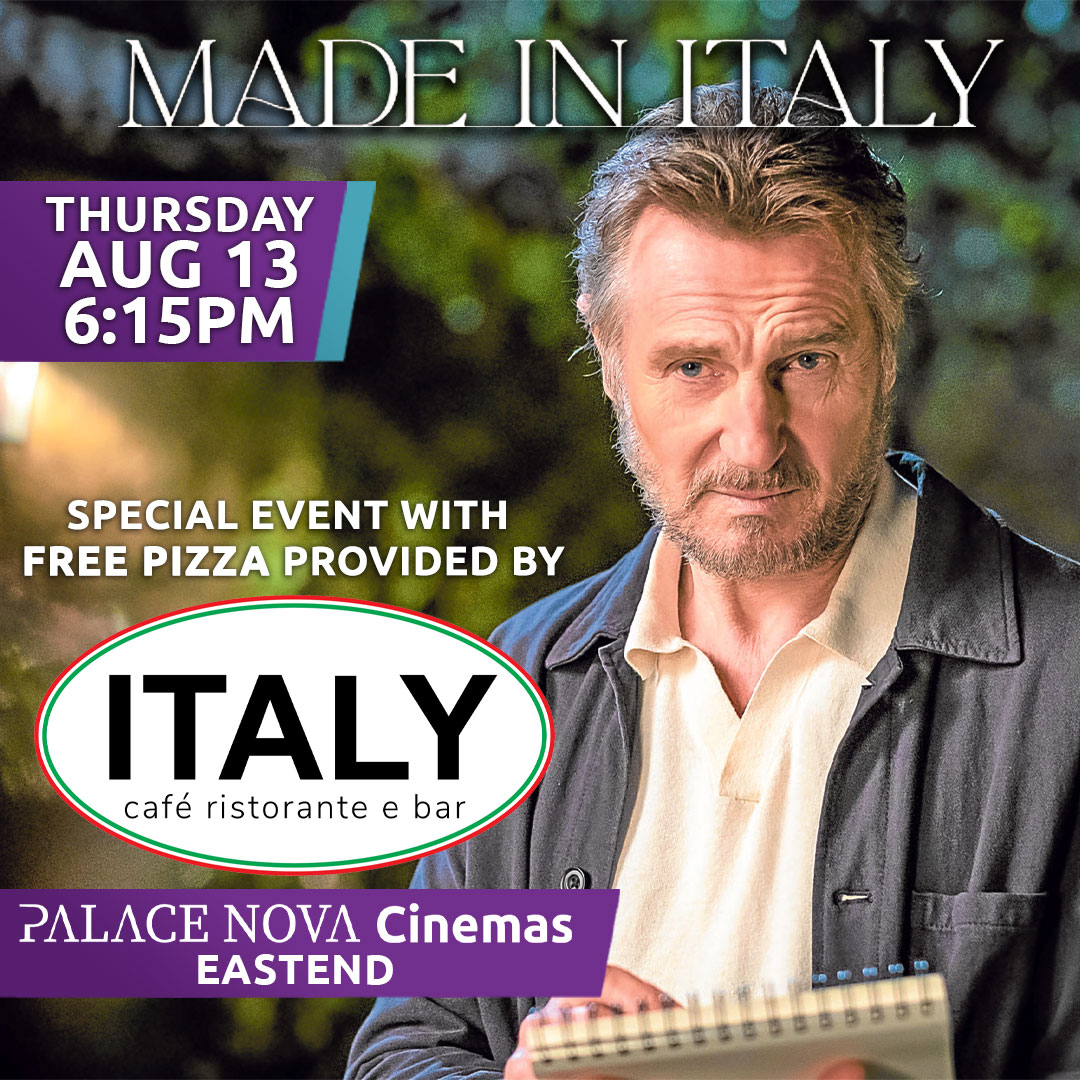 PalaceNova's tweet photo. Join us at Palace Nova Cinemas Eastend for a special opening night session of the new, heartwarming, Liam Neeson film - 'Made in Italy' on Thursday 13 August at 6:15pm. Enjoy a FREE slice of pizza from Italy Café on arrival! 🍕🇮🇹 https://t.co/b1SsCMA9By #adelaide #rundlestreet https://t.co/9QsVRl2Axo