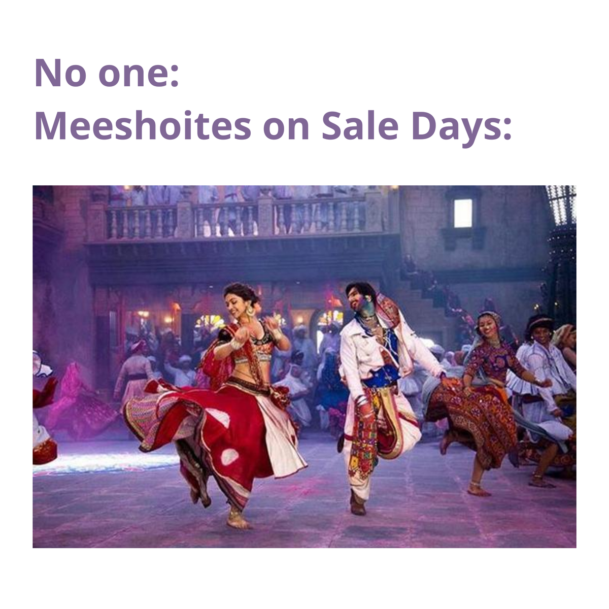 meeshotech's tweet photo. We are launching a brand new Instagram series #MemesMeeshoitesCanRelateTo and what else is more iconic and relatable  than our sale days? Who else is missing the gaana, naachna and dhoom machana? What was your favourite part about sales days? #lifeatmeesho #Meeshoapp #saledays https://t.co/AzfYiYueXt