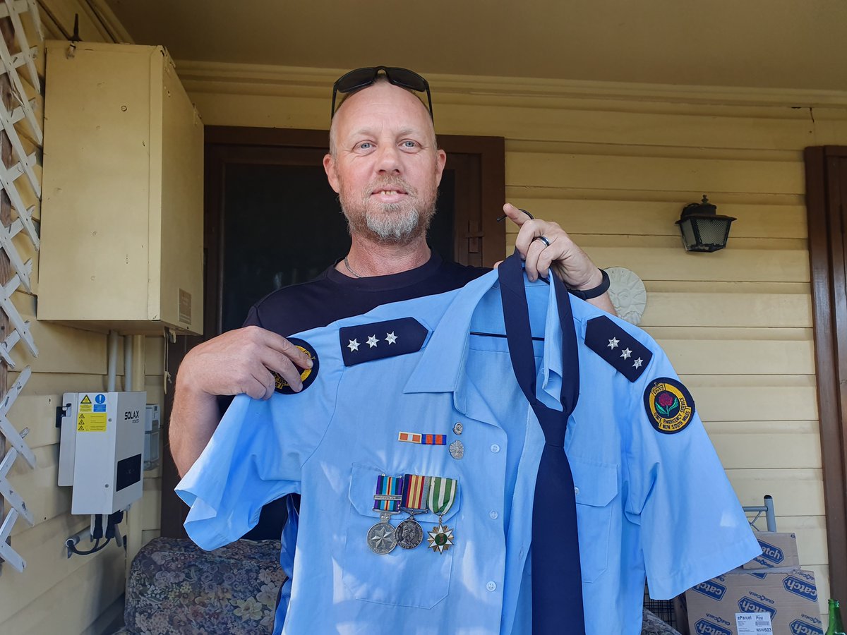 “[Dad] had no chance. He was 72 years old. I’m kind of lucky that the body got stuck where he did or he would’ve been washed into Newcastle harbour.” Michael Wilson, holding up the service medals of his late father Brian, a Vietnam vet who died in the shock Dungog flood of 2015
