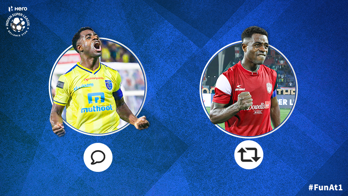 IndSuperLeague's tweet photo. ⚽ 15, 🅰️ 1, 📜7th place 👉 @KeralaBlasters
⚽ 12, 🅰️ 2, 📜4th place 👉 @NEUtdFC
Where did Bartholomew Ogbeche have more of an impact?
#HeroISL #FunAt1 https://t.co/8OieYYVprm