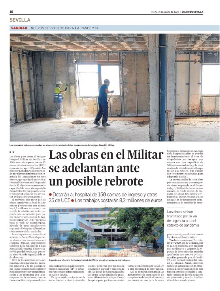 RicardoS2019's tweet photo. Las obras del antiguo #HospitalMilitar se inician como ya indicó @jesusraguirre @saludand. Un hospital necesario para #Sevilla abandonado por el #PSOE. Gracias @JuanMa_Moreno por cumplir con nuestra provincia y con los sevillanos. 
Vía @diariosevilla https://t.co/6R0IKNasMp