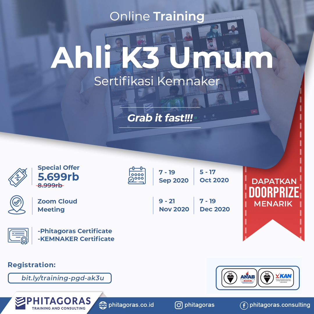 phitagoras's tweet photo. TRAINING AHLI K3 UMUM ini adalah program KEMNAKER untuk mempersiapkan Ahli K3 di perusahaan yang dapat membantu mengembangkan K3 di perusahaan.⁣
#trainingday #pelatihank3 #kemnaker #savekeris https://t.co/AnzVArmAOL