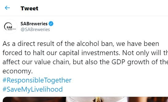 allafrica's tweet image. Brewing Giant Halts U.S.$.290 Million in Investments After Alcohol Ban: allafrica.com/stories/202008… #SouthAfrica #SABreweries #AnheuserBuschInBev