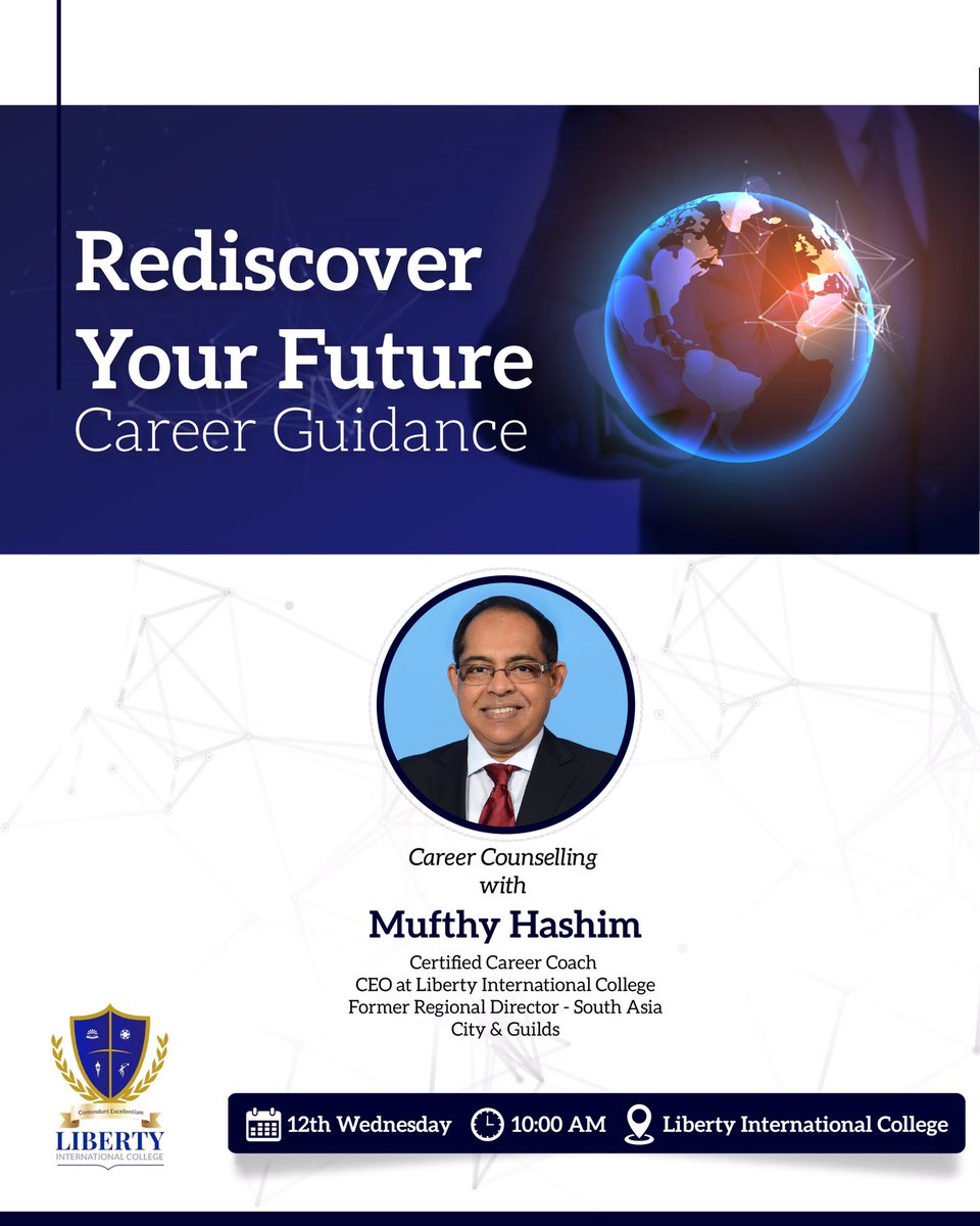LibertyCol_Int's tweet photo. “The opportunities of life lay outside the comfort zone!”

Rediscover Your Future

A Career Guidance Session for Liberty International College Students

#LifeOpportunities #OutsideTheComfortZone
#LibertyInternationalCollege https://t.co/nlZd1nMdoj