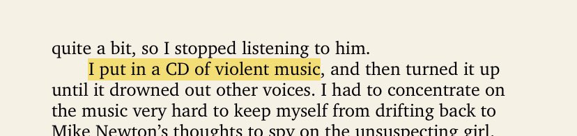 Trying to imagine what Edward, a guy who listen to Debussy on the regular, would consider ‘violent music.’ Paramore?