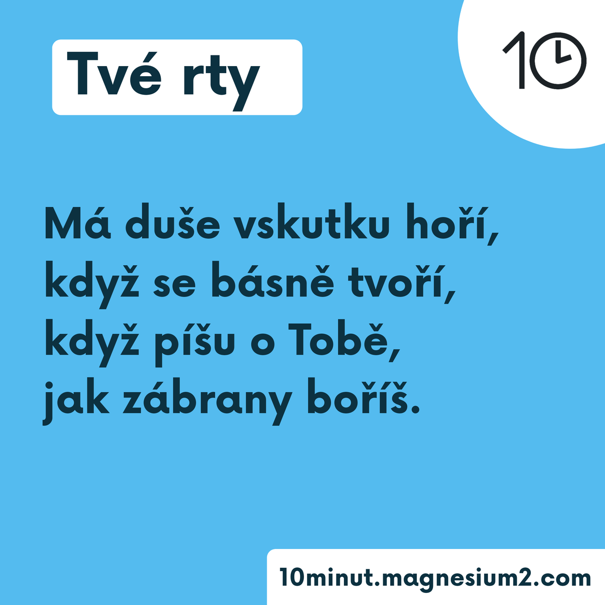 10minut_'s tweet photo. Tvé rty

Má duše vskutku hoří,
když se básně tvoří,
když píšu o Tobě,
jak zábrany boříš.

Původně na https://t.co/uK8rUGmt0u

#10minut #basen #poem #poezie #verse #versotepec #cz #czsk #ceskebasne #czechpoetry #duse #hori #fire #pisu #plys #noc #temnota #verny #vinna #ty #vino https://t.co/UmD1zLaBUN