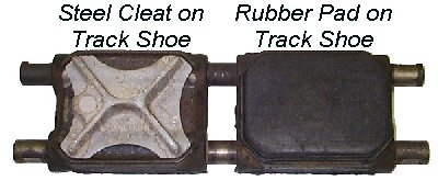 By track furniture, I refer to the add-on elements that can be fitted to most contemporary track to augment its grip in varying conditions. Whilst there are other oddities out there, I’m focusing the main two – rubber track pads, and steel grousers.