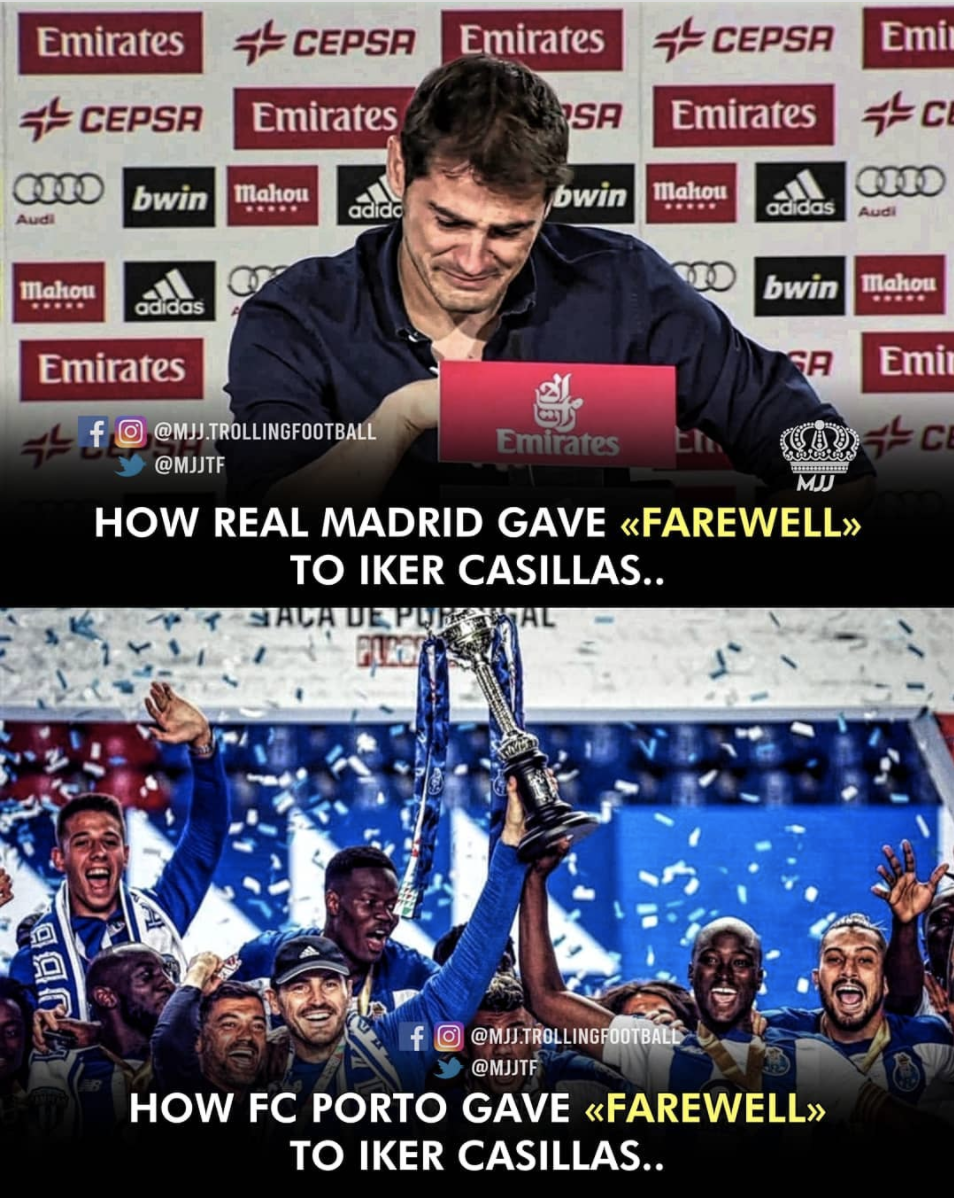 TrollFootball's tweet photo. FC Porto players &amp; manager waited for Casillas to come and lift the trophy as it was his last ever career trophy 👏 https://t.co/paRyNUxfAs
