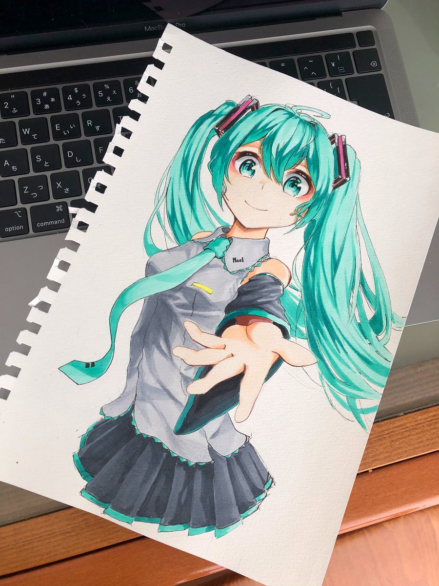 ノエル 在 Twitter 上 みっ ﾟ ๑ 口 ๑ ﾟ 初音ミク アナログイラスト アナログ絵 暖かい目で見てください ๑ ๑ T Co Iens404f1r Twitter