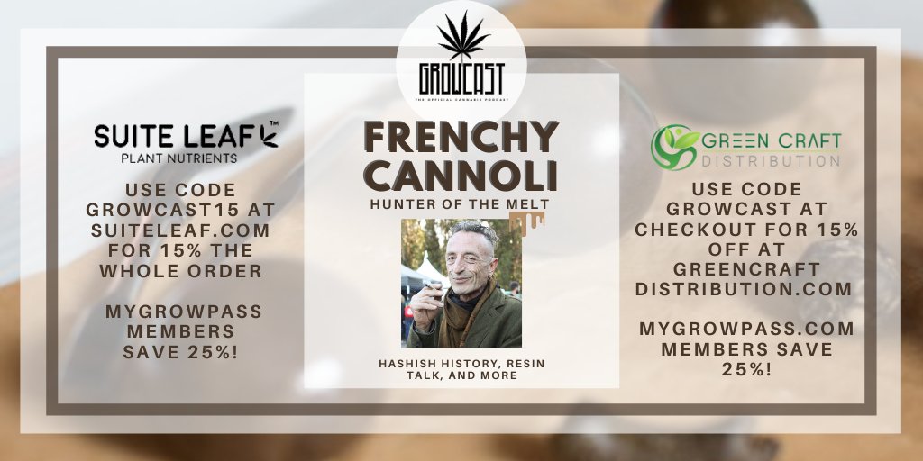 Hi everyone! It's been a bit, but we've missed Twitter! #Growcast hasbeen going strong, check us out wherever you listen to podcasts 2x weekly!
One of our most recent episodes w/ industry legend Frenchy Cannoli is great, check it out! #oohlala #cannabis
Growcastpodcast.com
