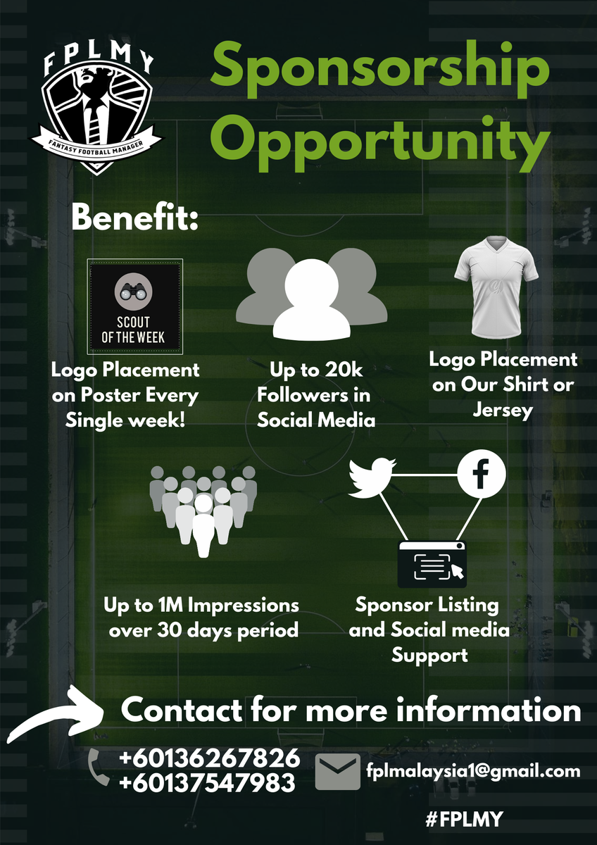 FPL_MY's tweet photo. Hi. To welcome the new season, FPLMY needs a new sponsorship to continue our services. There’s a lot be offered to our new sponsor. It’s a huge privilege for FPLMY to collaborate with you guys. https://t.co/jM3oyms4v0