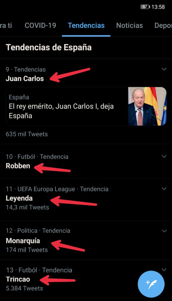 RafalcorS's tweet image. En las &apos;tendencias&apos; de Twitter a veces surgen estas maravillosas coincidencias del destino 
#JuanCarlos #Monarquia #Roben #trincao