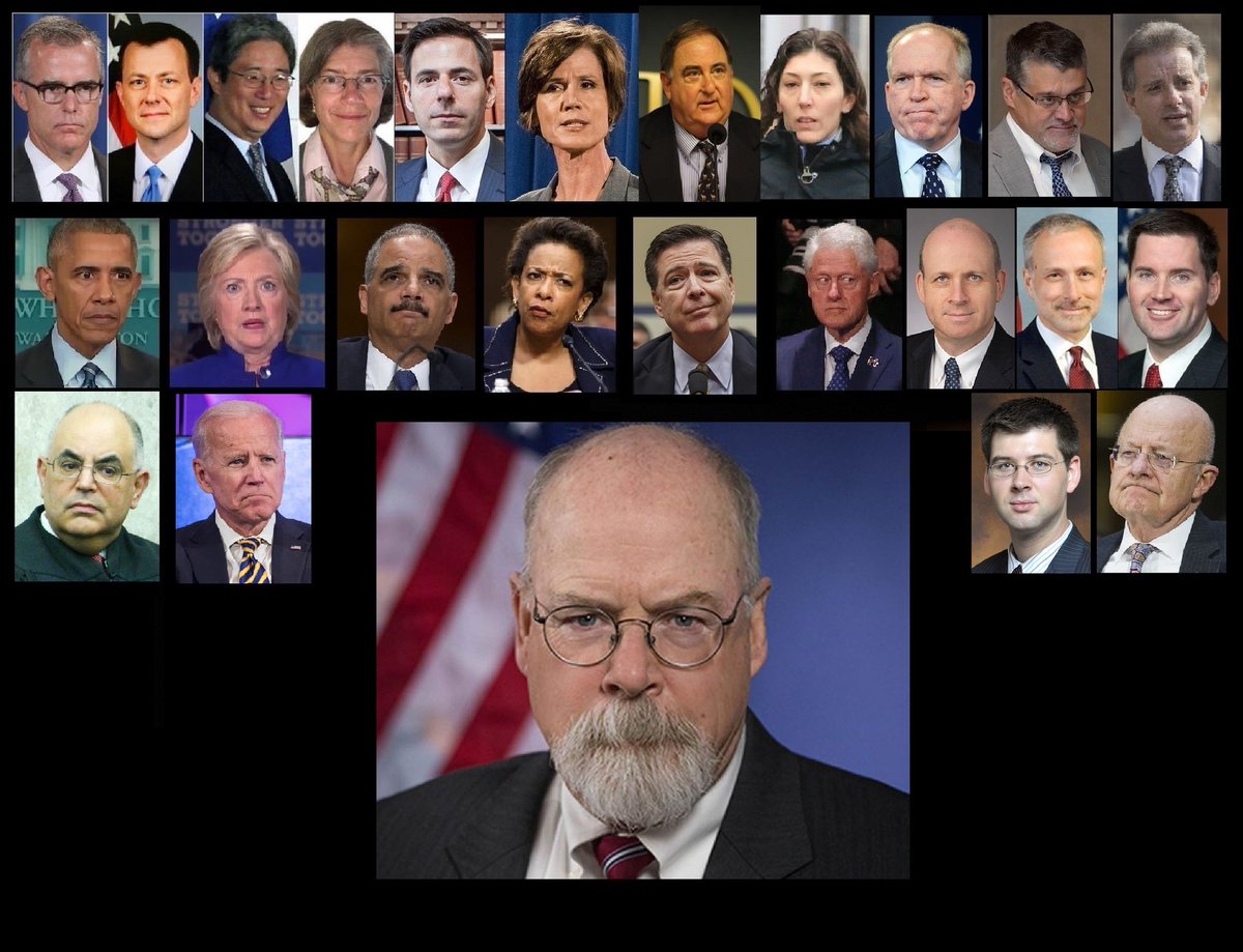 This is why Clinesmith’s picture appears here. He’s under investigation by US Attorney John Durham for forging evidence to get the FISA renewals of the Page warrant.(He’s next to James Clapper on the bottom right)