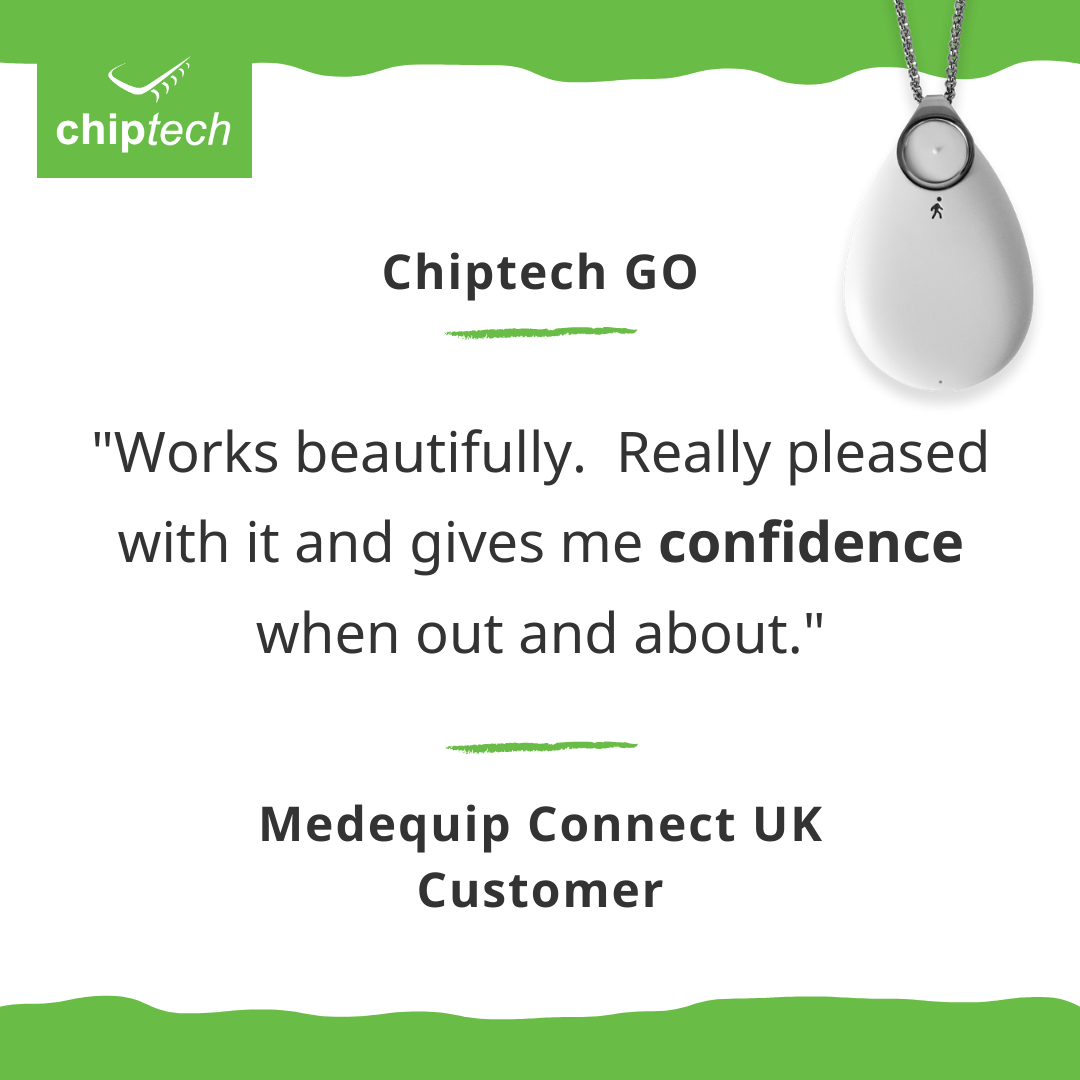 ChiptechUK's tweet photo. A lovely review here from a @MedequipConnect customer who has been using the Chiptech GO device. "Works beautifully.  Really pleased with it and gives me confidence when out and about."

Learn more about GO: https://t.co/PLzcmGsJhT
.
.
.
#chiptech #chiptechgo #TECS #medequip https://t.co/y3t7kenLsY