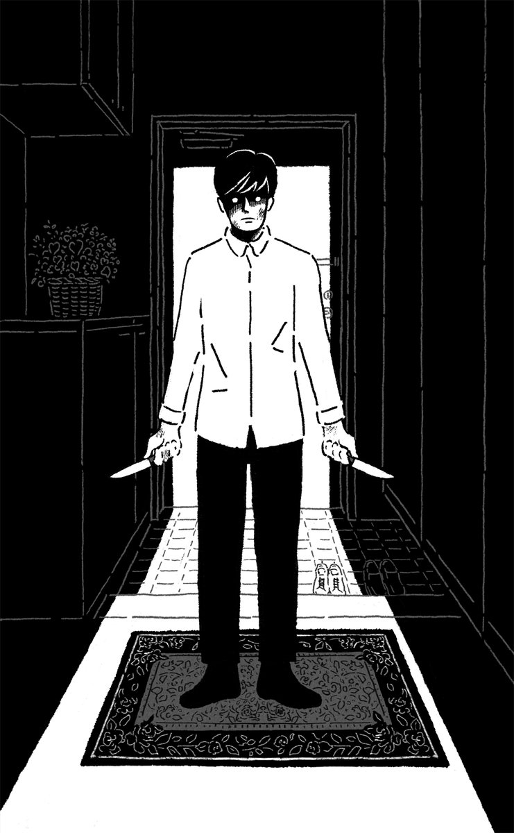 小説推理で連載されていた秋吉理香子さんの「監禁」が最終回を迎えました。毎回ほんとうに怖くて、僕の絵も回を追うごとに怖さを増していきました。次の展開が気になって、毎月読むのが楽しみな連載でした。 