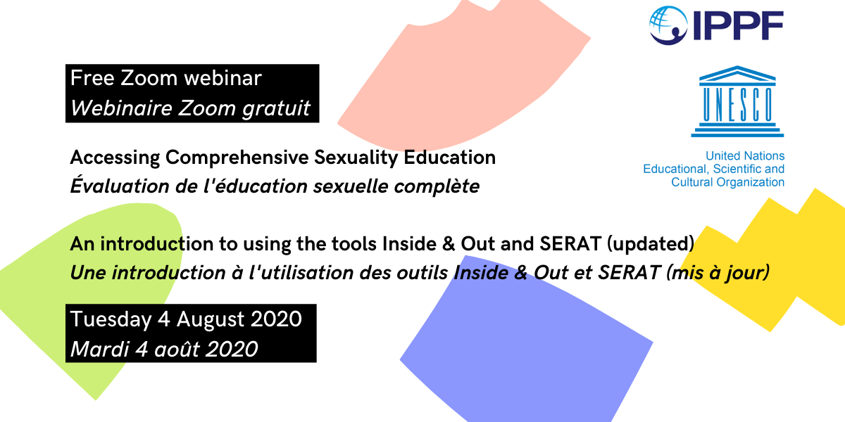 TODAY: Interested in #sexualityeducation? Join us at 1.30pm GMT for an intro to using the Inside & Out and SERAT tools. We’re excited to have speakers from @UNESCO, @fpasrilanka & @PPAGGhana – take part via Zoom → ow.ly/U61P50ANgww (password: 899171) #GUSO