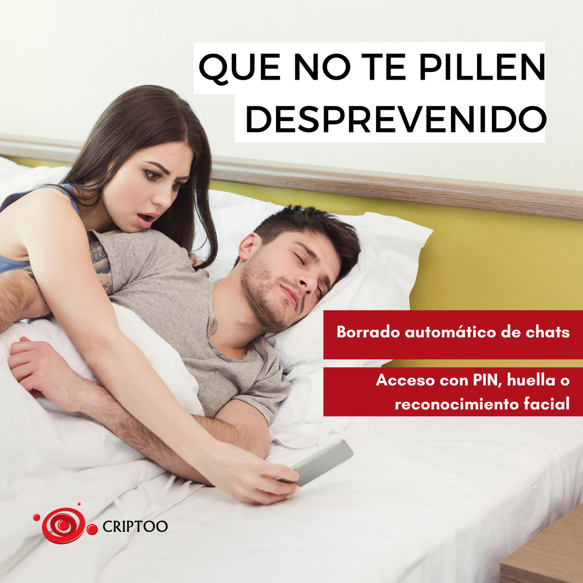 CriptooApp's tweet image. No dejes que lean tus mensajes con la app más segura y privada.

Oculta tus chats de los ojos de los demás con el tipo de encriptado que más te guste.

¿Ya tienes Criptoo?

#chatoculto #criptoo #criptooapp #mensajesecreto #mensaje #secreto #pareja #message #secret #privacy