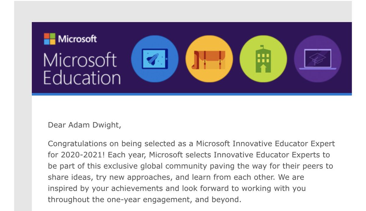 Dr Adam Dwight (@adcowc) on Twitter photo So chuffed that I’ve been selected as an MIE Expert for 2020-21! Can’t wait to start! #MIEExpert #MicrosoftEDU <a href="/MSEducationUK/">Microsoft Education UK</a> So chuffed that I’ve been selected as an MIE Expert for 2020-21! Can’t wait to start! #MIEExpert #MicrosoftEDU <a href="/MSEducationUK/">Microsoft Education UK</a>