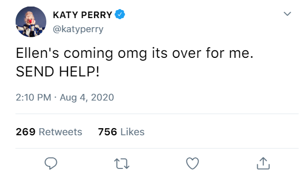 taytaeshoe's tweet photo. 🚨 In a now-deleted series of tweets by Katy Perry, she discloses that Ellen Degeneres has held her at gunpoint.
Police Authorities are currently working to enter her Los Angeles home.
#SaveKatyPerry #FreeKaty hashtags are trending https://t.co/eipX1B2ORv