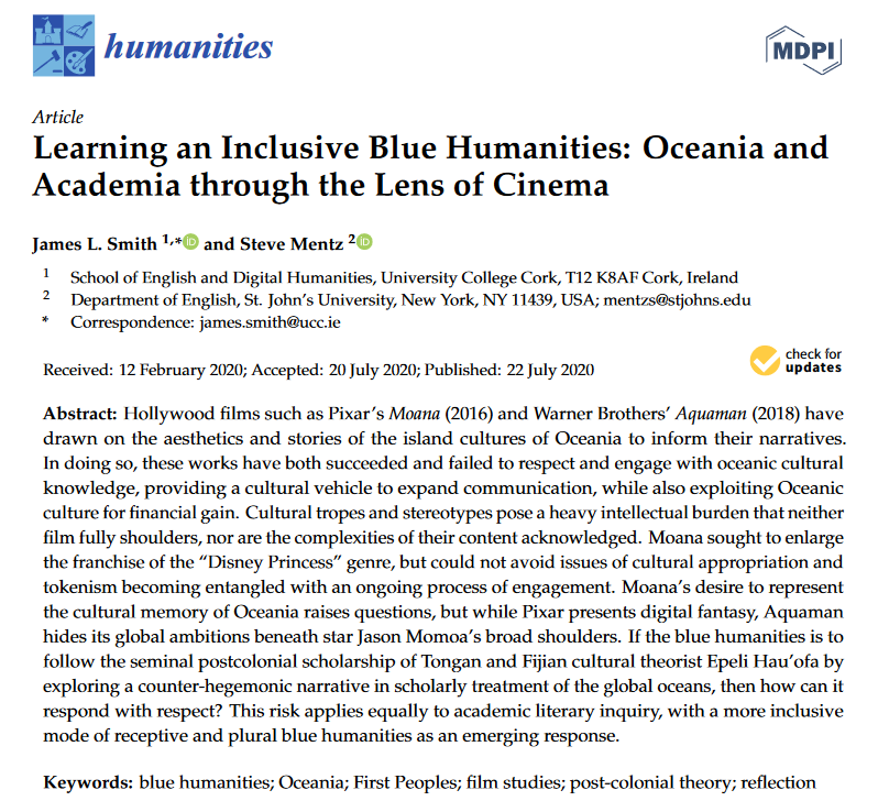 Humanities_MDPI's tweet image. "Learning an Inclusive Blue Humanities: Oceania and Academia through the Lens of Cinema" written by James L. Smith and Steve Mentz

Full paper entry:
👉mdpi.com/2076-0787/9/3/…

#bluehumanities
#film
#Oceania
#postcolonial