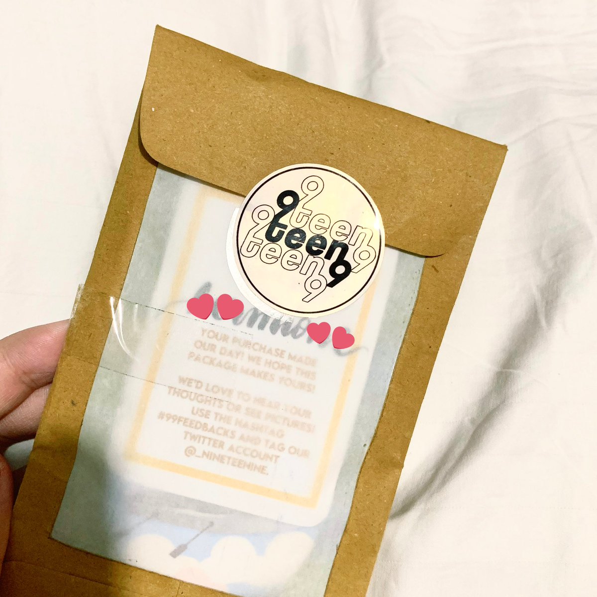 127jen's tweet photo. look what arrived today 🥺 thank you @_nineteenine !! the pins are super cute + the freebies are really nice huhu thank uuu #99feedbacks 🤍 https://t.co/GvYJwpYYxo