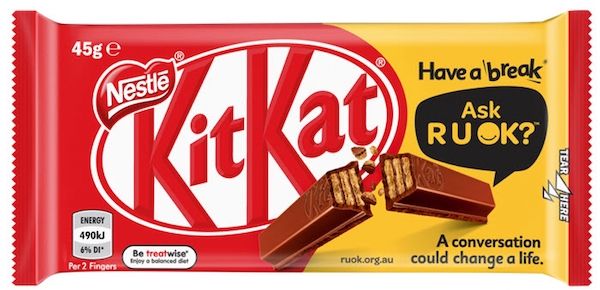 KitKat Uses Its Packaging To Remind People To ‘Have A Break’ For Mental Health - bit.ly/31jhRrc (via <a href="/designtaxi/">TAXI</a>)